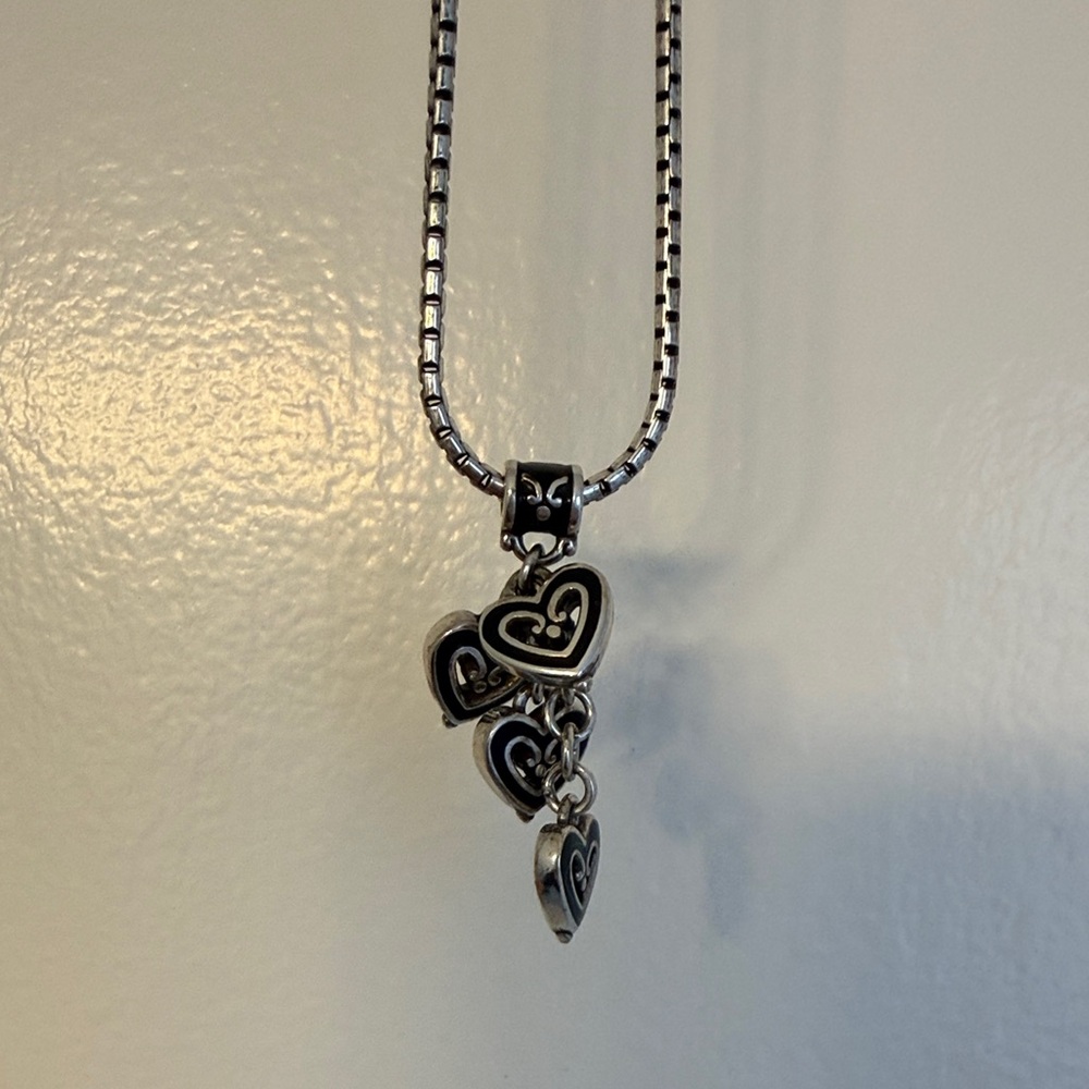 Brighton Dangly Silver Heart Pendant Necklace
